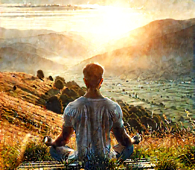 Persona meditando con pensamientos imperturbables en calma