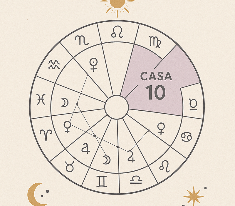 Gráfico de carta natal destacando la Casa 10